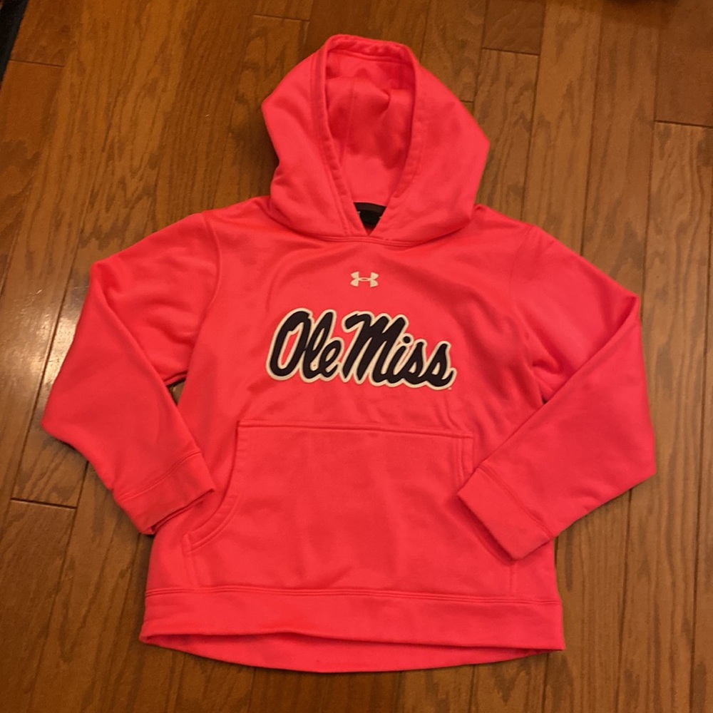 UNDER ARMOUR Ole Miss Youth S Hot pink Hoodie with front pocket💗